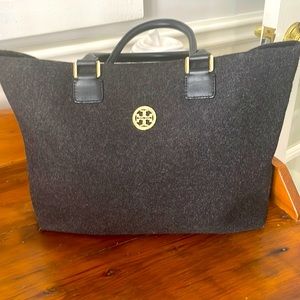 Tory Burch Gray Flannel Tote Bag Handbag